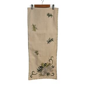 Holiday Christmas table runner with pine cones 88x14